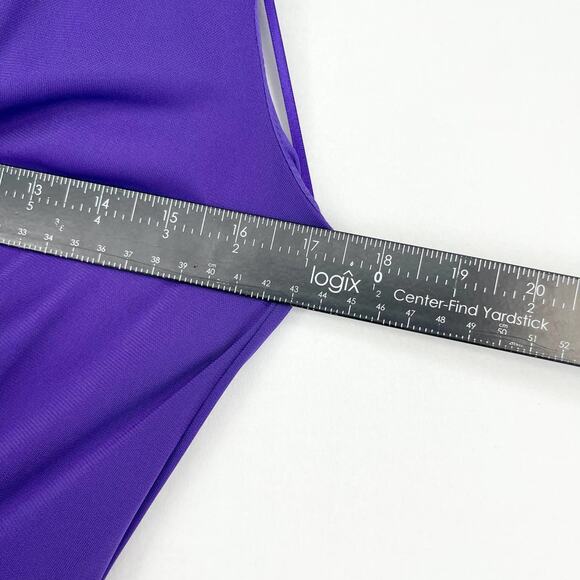 One33 Social High-Low Draped V-Neck ruffle Gown in purple women’s size 2 - Picture 4 of 6